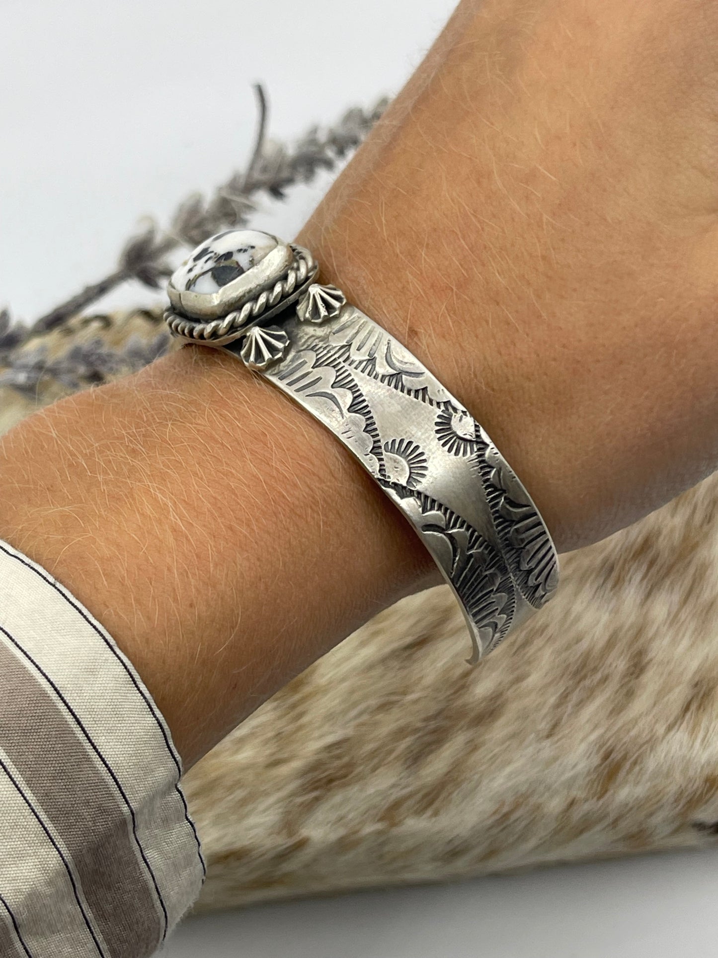 6"-7 1/2" White Buffalo Cuff by Boyd Ashley, Navajo
