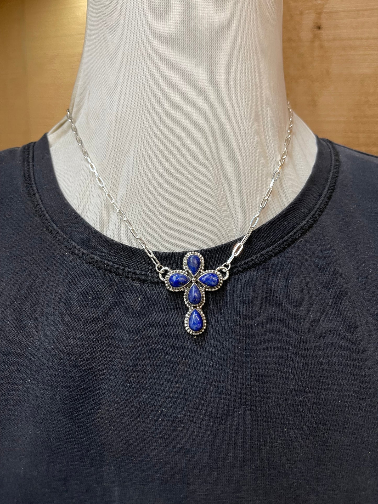 Lapis Cross Necklace