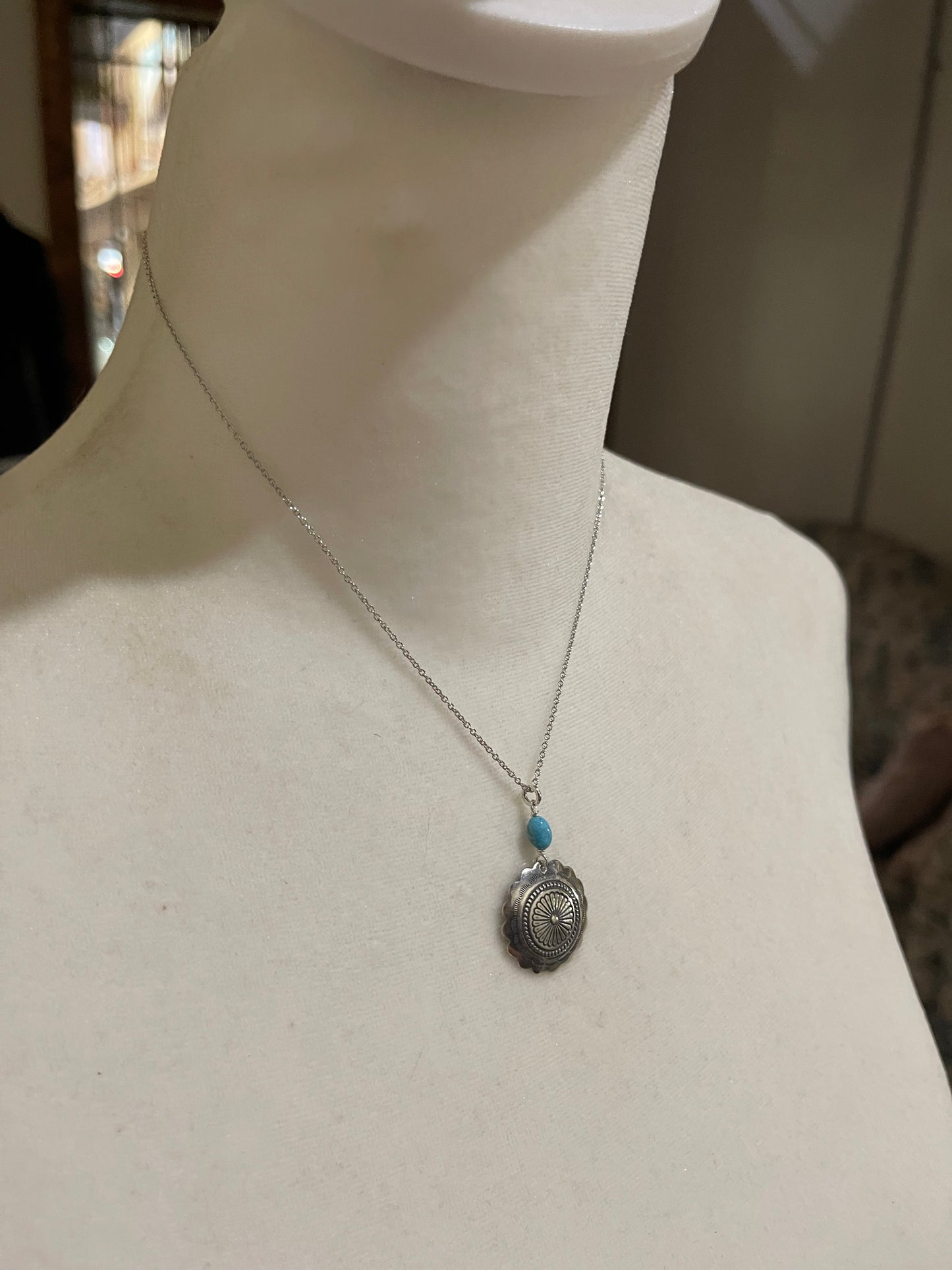 16" Concho with Turquoise Necklace