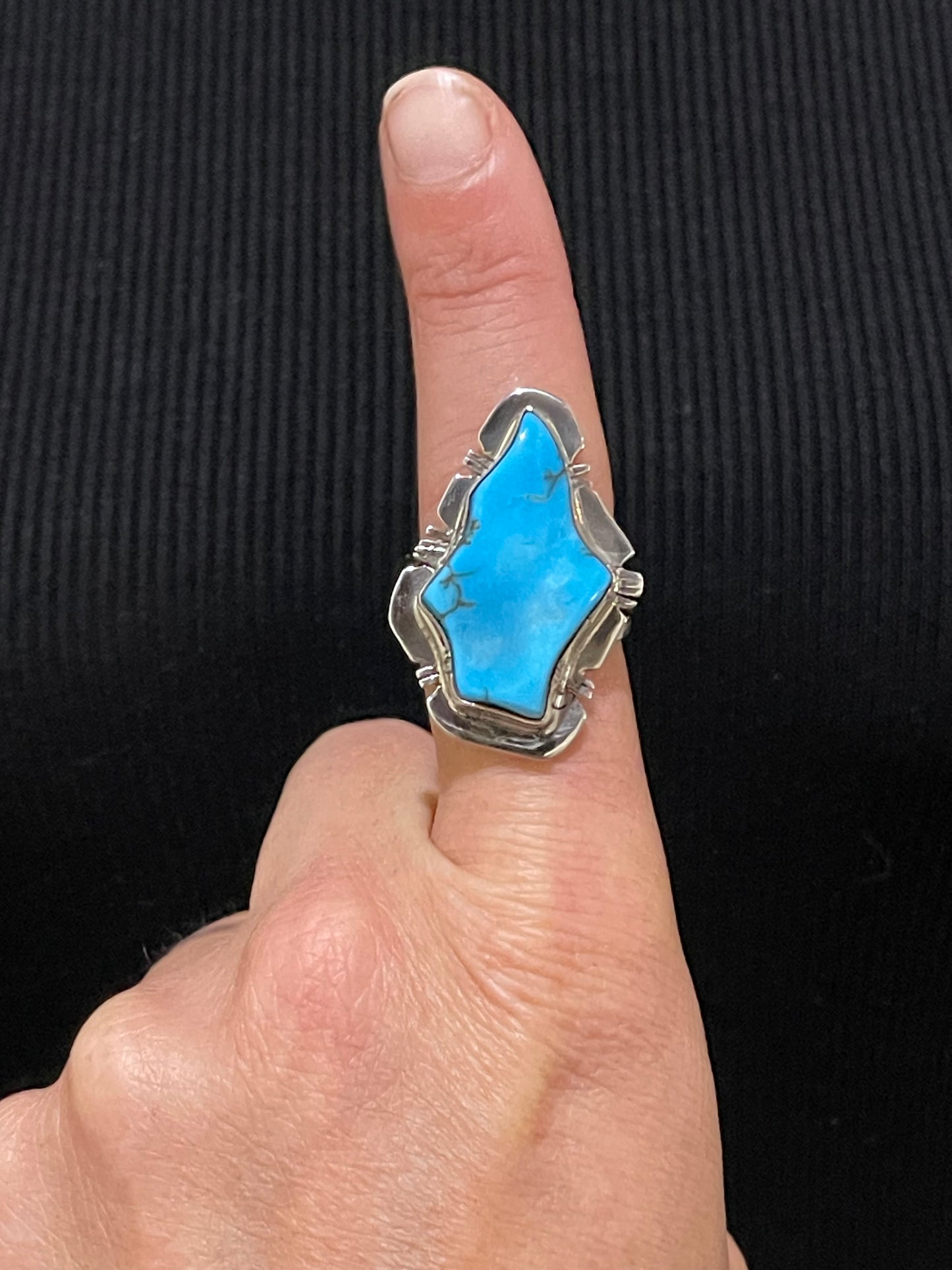 9.5 Turquoise Ring by Evelyn Bahe, Navajo