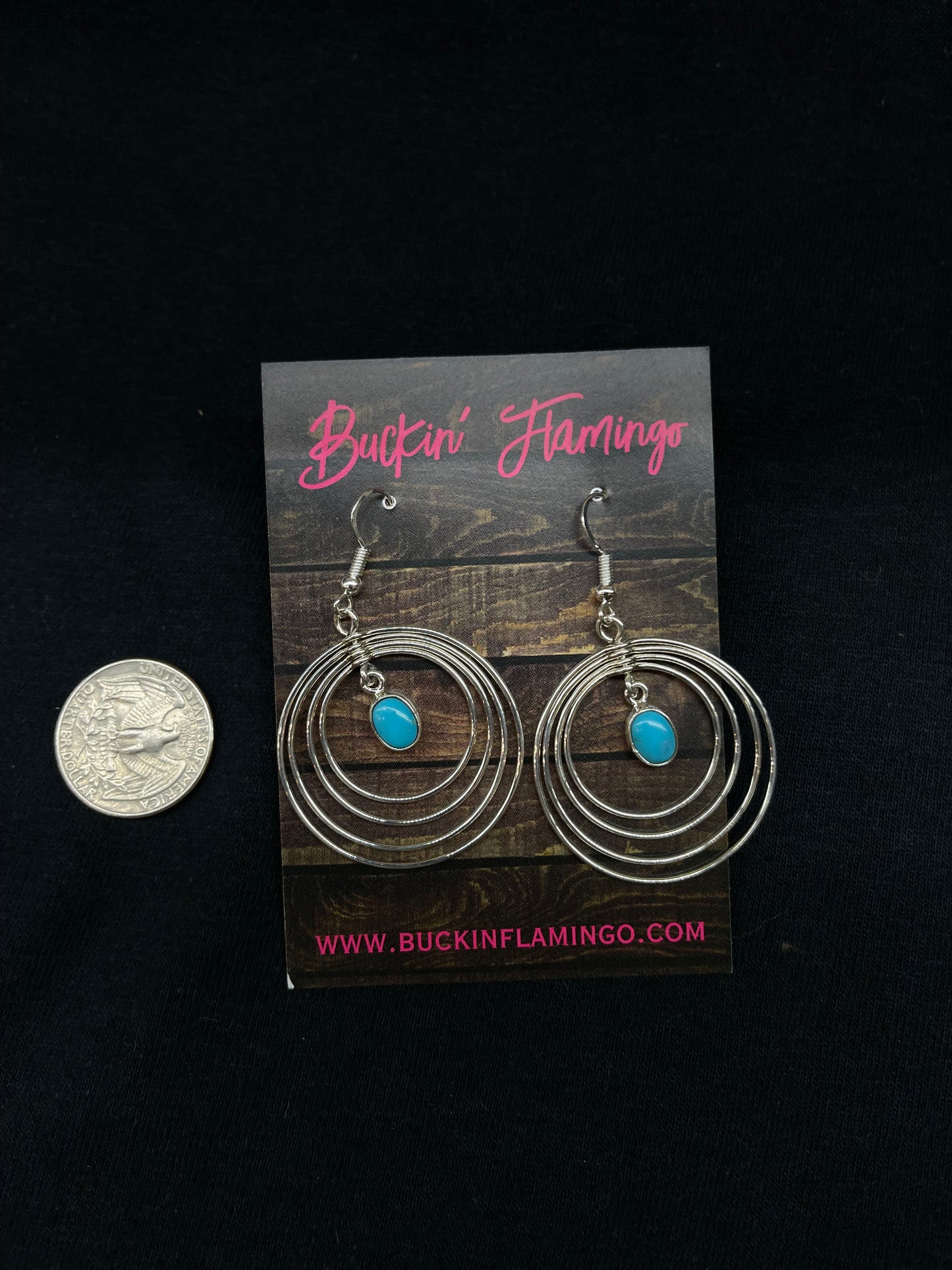 4 Layer Turquoise Hoop Dangle Earrings by Edith Kee, Navajo