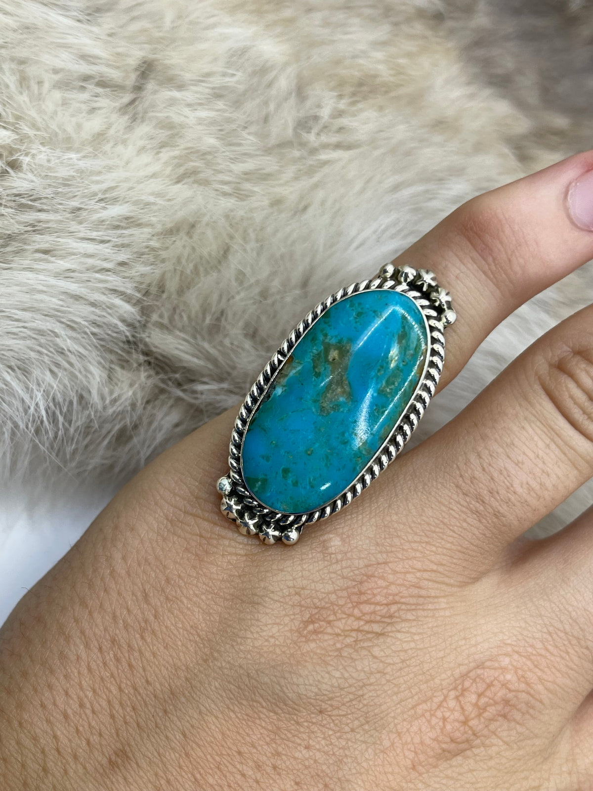 6.5 Kingman Turquoise Ring by Michael Yazzie, Navajo
