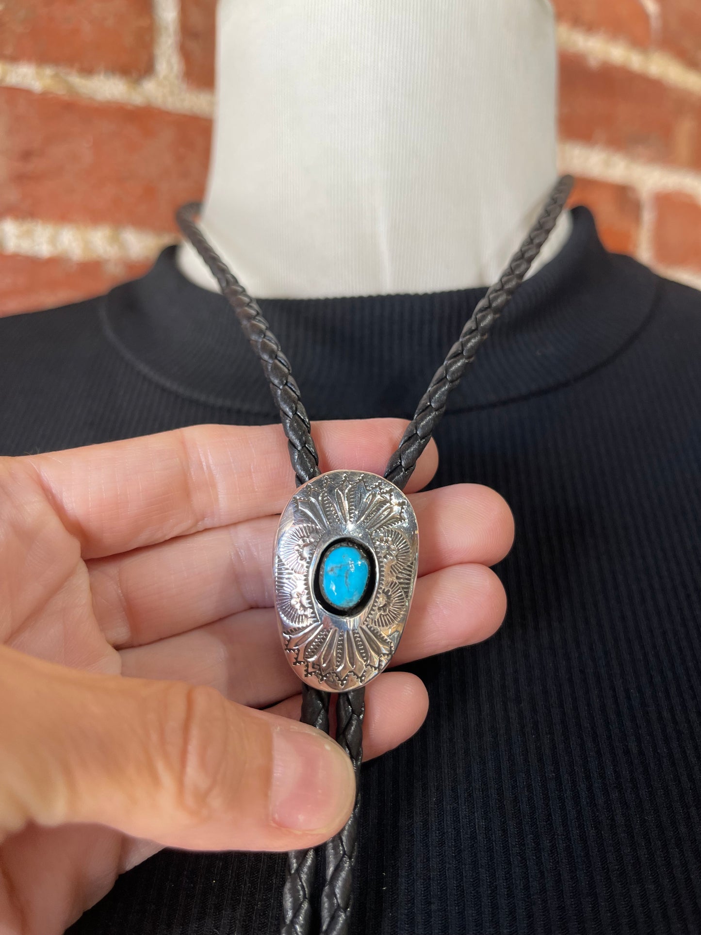 Turquoise Shadowbox Bolo Tie by Shirley Skeets, Navajo