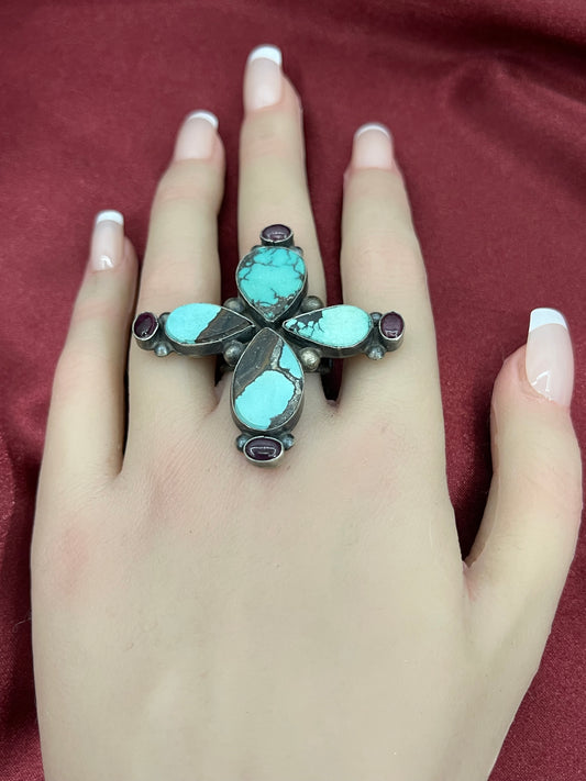 8.0 Turquoise & Purple Spiny Oyster Shell Ring