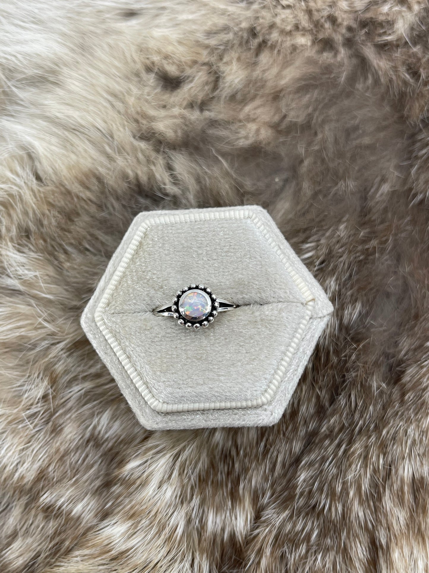 10.0 Dainty White Opal Ring