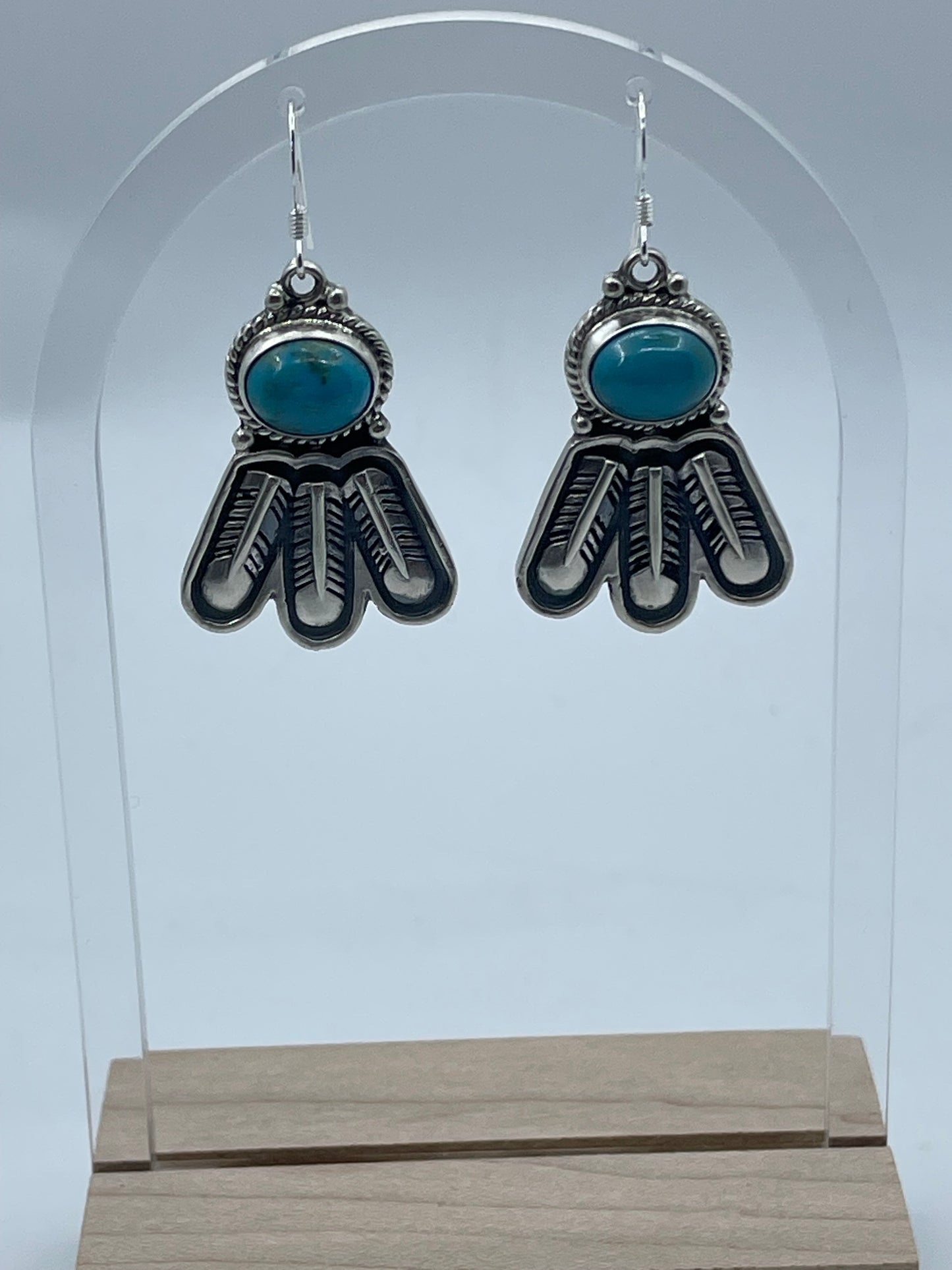 6 Feather Earrings with Turquoise by Sharon McCarthy, Navajo