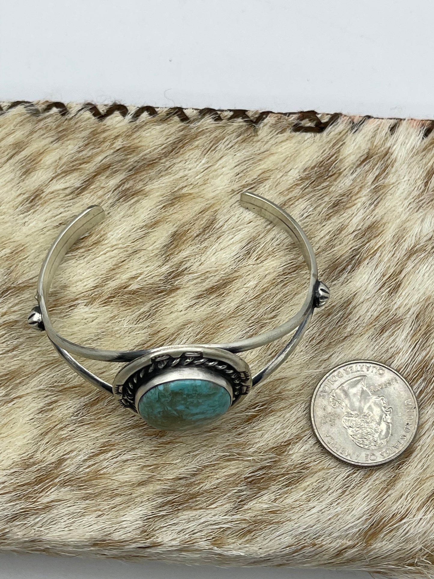5 3/4"-7 1/4" Kingman Turquoise Cuff by Augustine Largo, Navajo