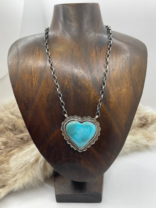 17'' #8 Kingman Turquoise Necklace by Rick Enriquez, Navajo