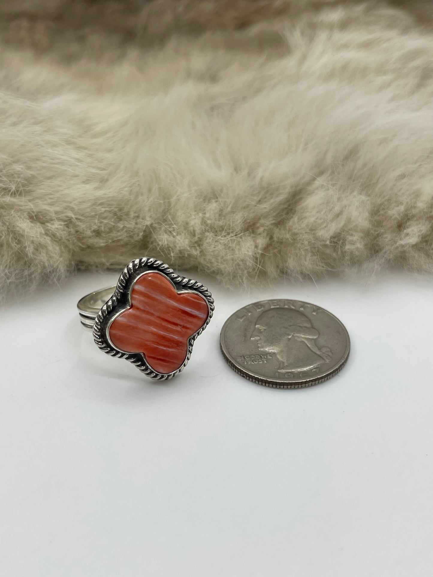 9.0 Red Spiny Clover Ring
