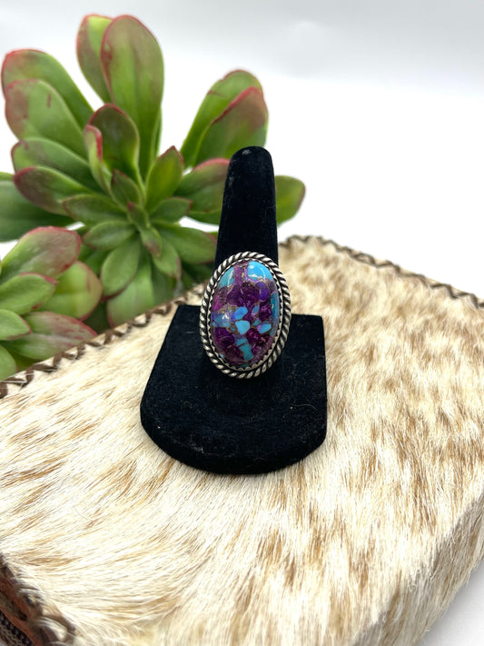 8.0 Purple Mojave Turquoise Oval Shaped Ring