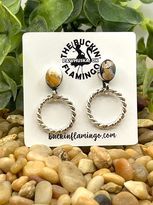 Oval Orange Crush with Hoop Earrings by Annette Martinez , Navajo