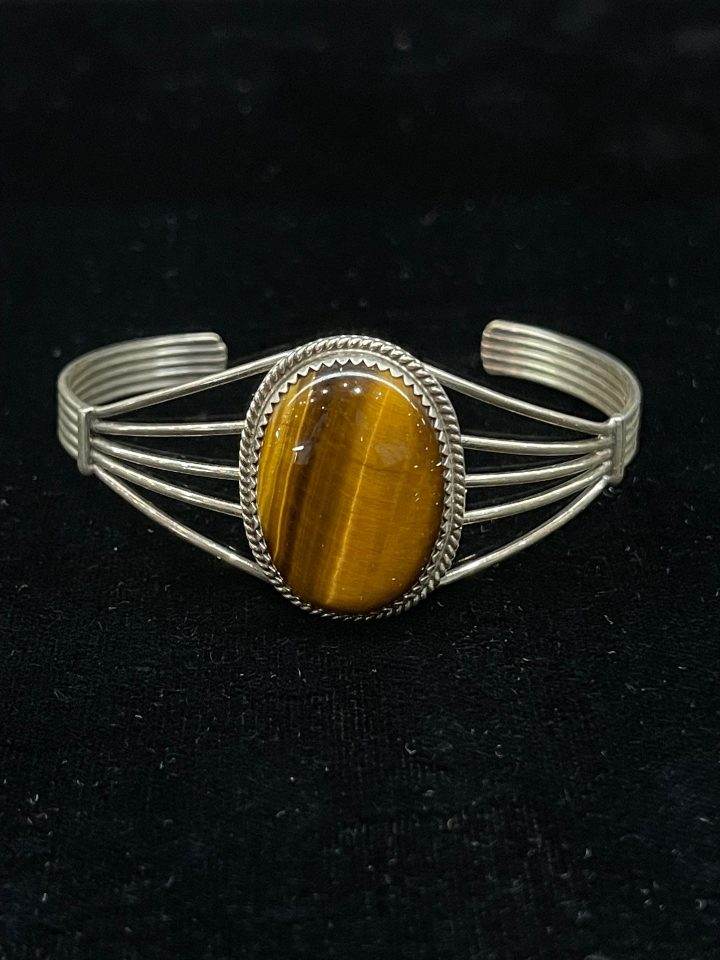 Oval Tigers Eye Cuff by Pat Yazzie, Navajo