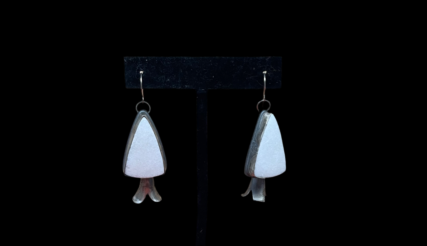 White Buffalo Blossom Dangle Earrings by Gilbert Platero, Navajo