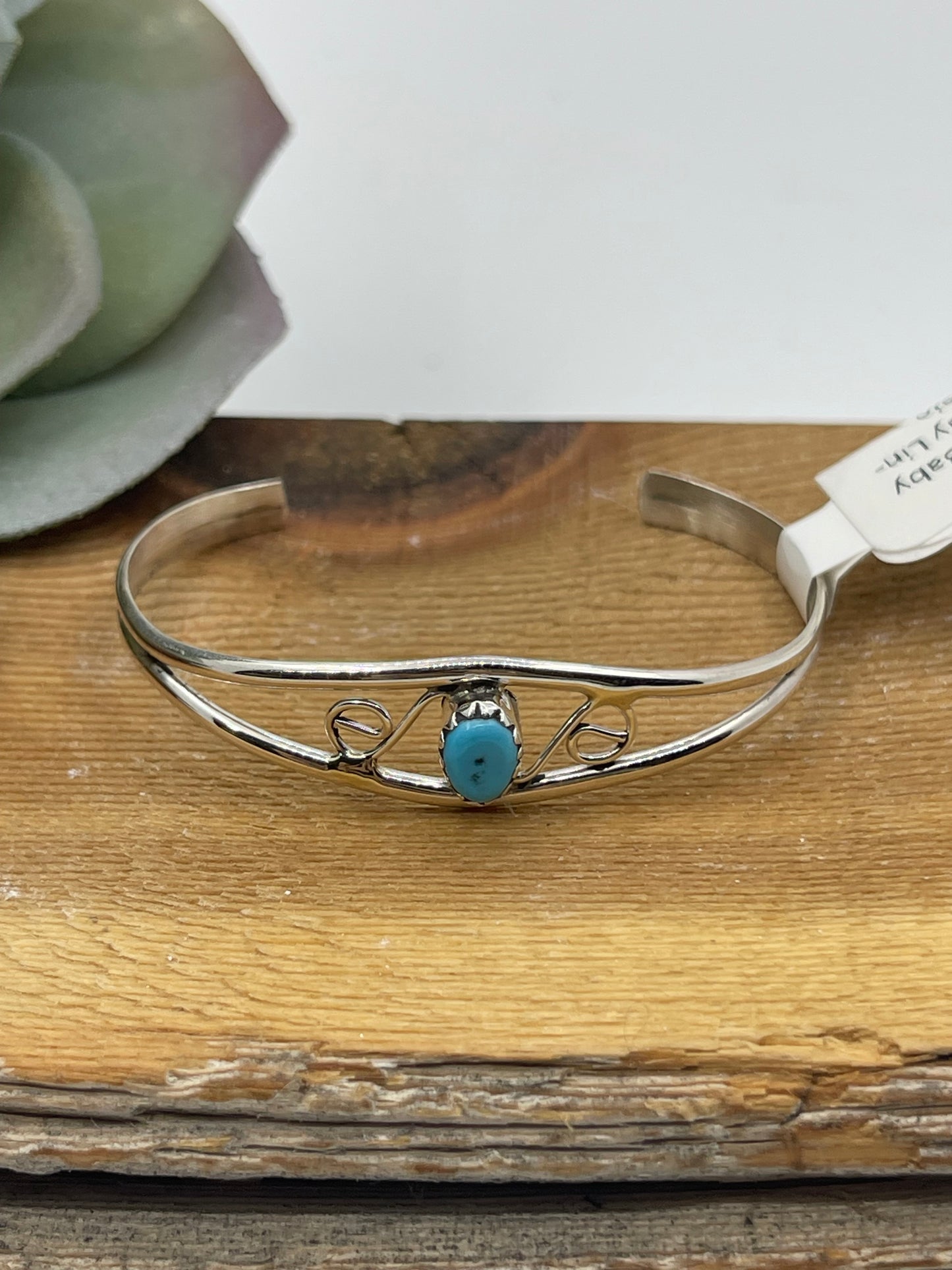 Turquoise Oval Baby Bracelet by Judy Lincoln, Navajo