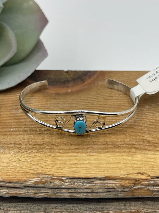 Turquoise Oval Baby Bracelet by Judy Lincoln, Navajo
