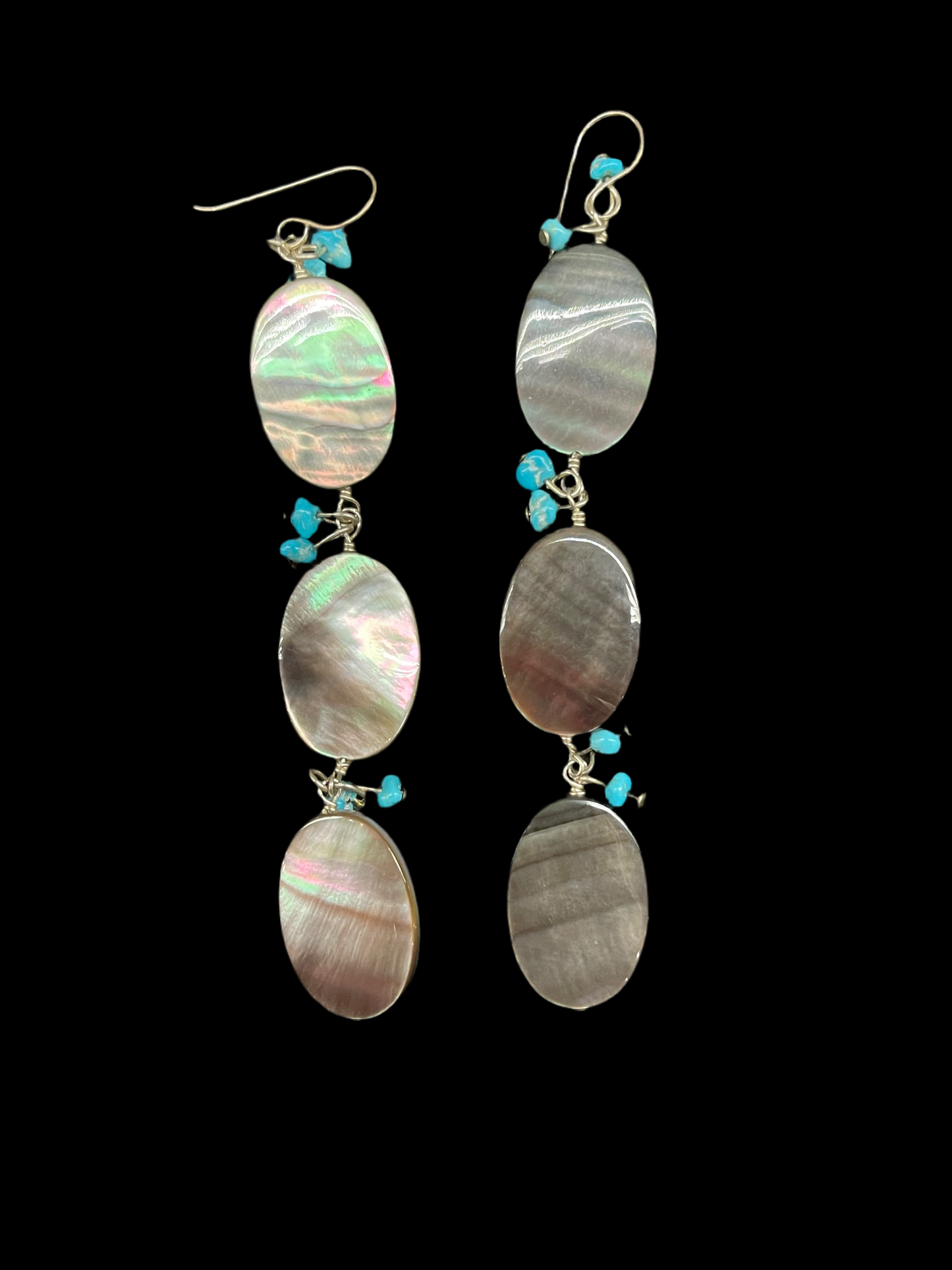 Abalone Shell and Mother of Pearl Dangle Earrings