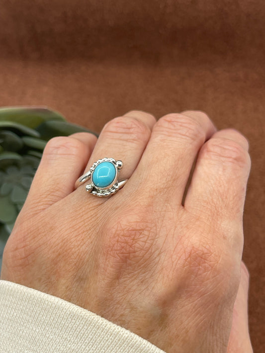 6.5 Turquoise Oval Ring by Robert Martinez, Navajo