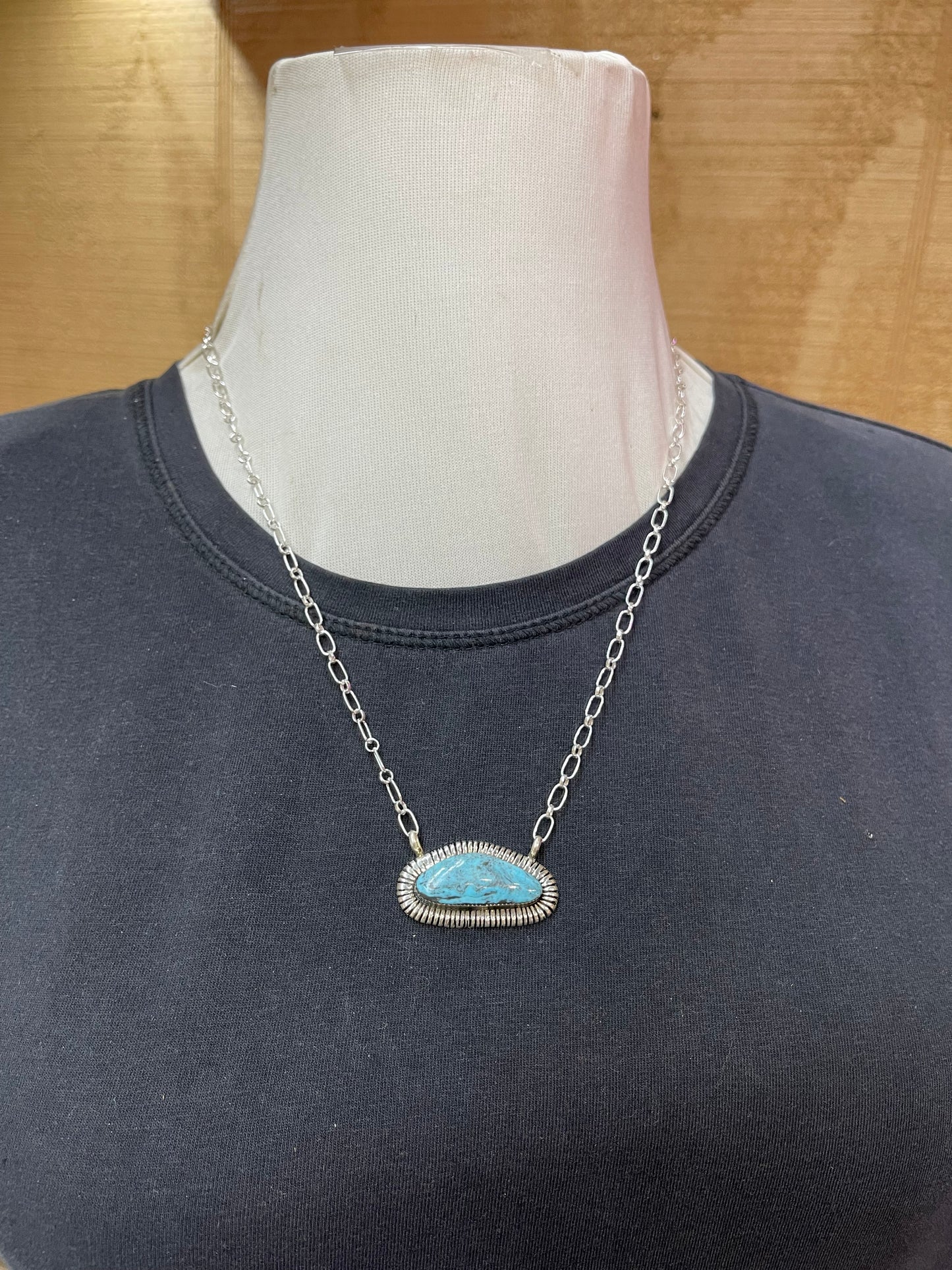 Turquoise and Bright Sterling Silver Necklace by Charlene Yazzie, Navajo