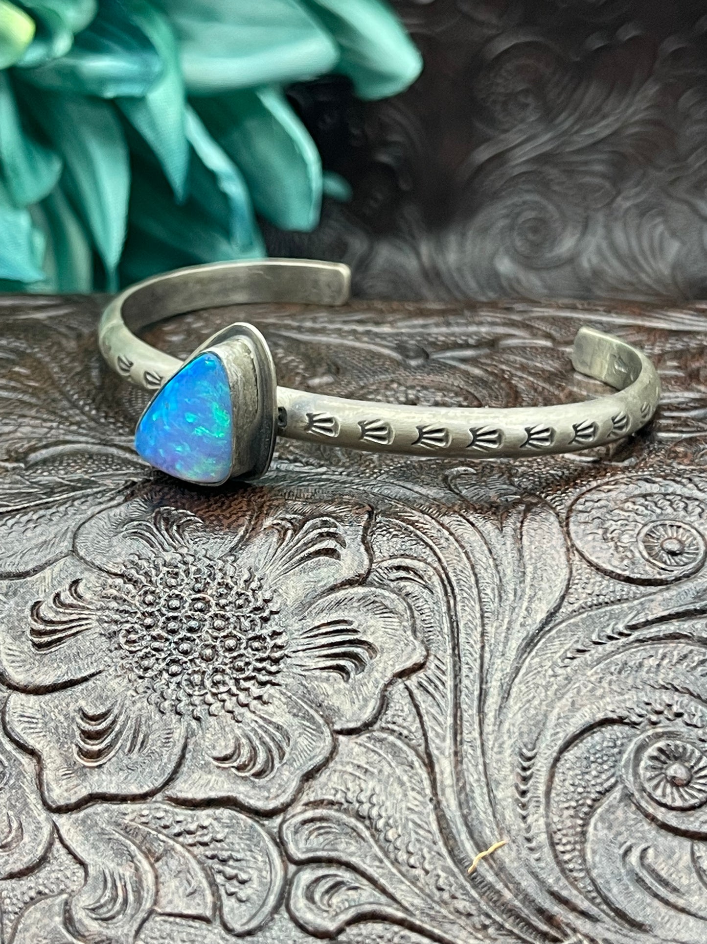5.75" - 7.25" Opal Single Stone Cuff