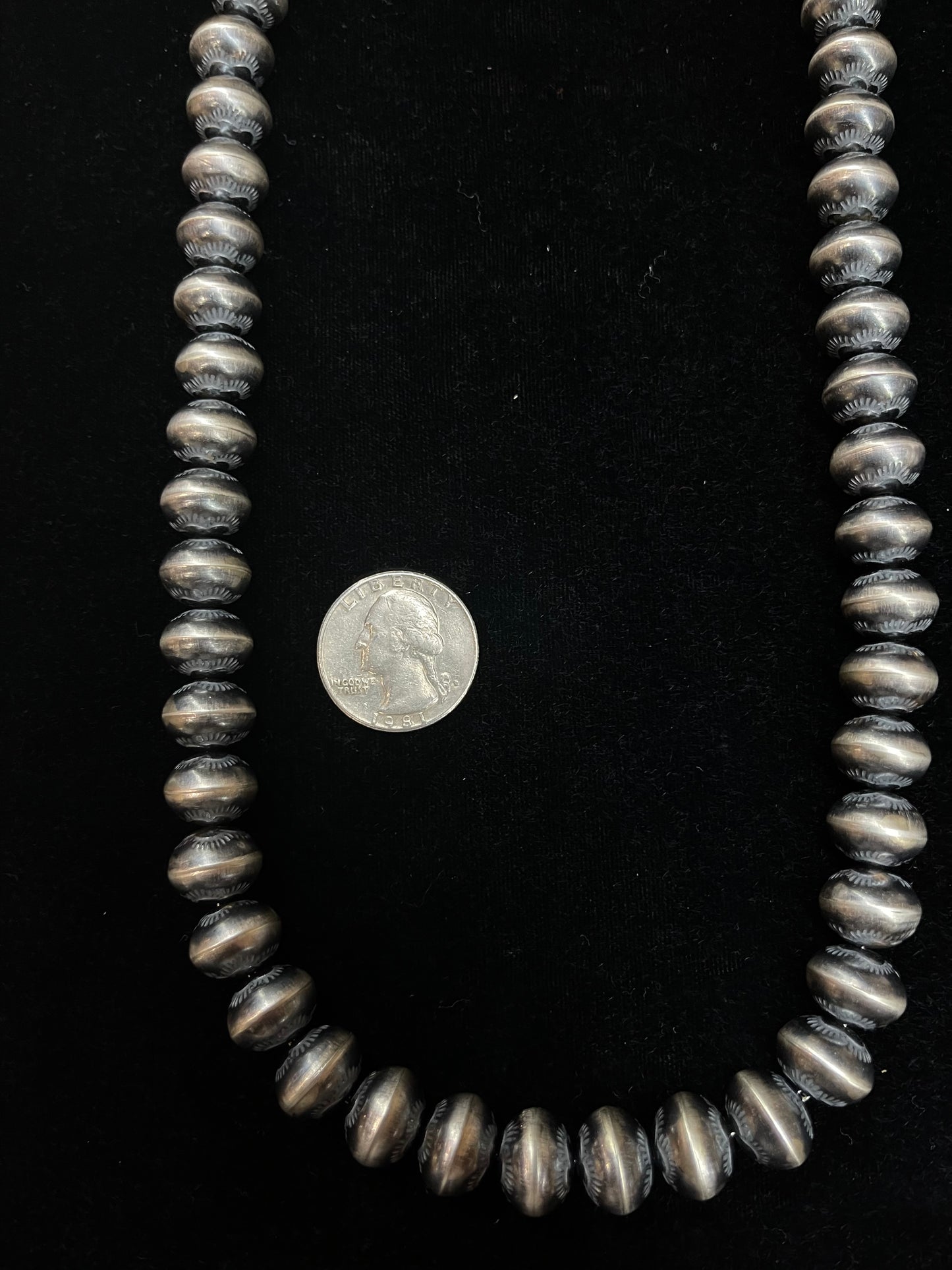 20" 13mm Handmade Navajo Pearls with Stamping by Michelle Jameson