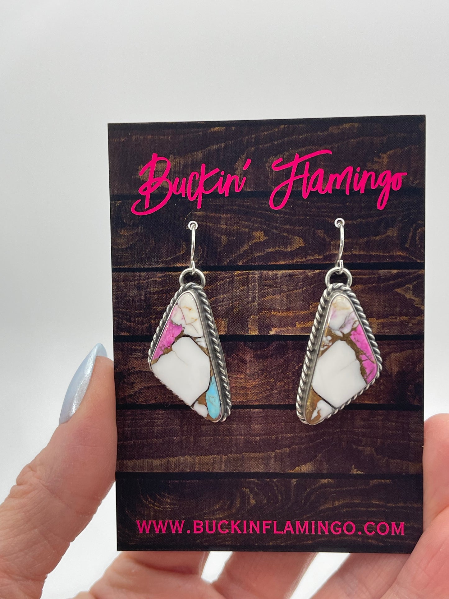 Cotton Candy Dangle Earrings by Chassity Belone, Navajo