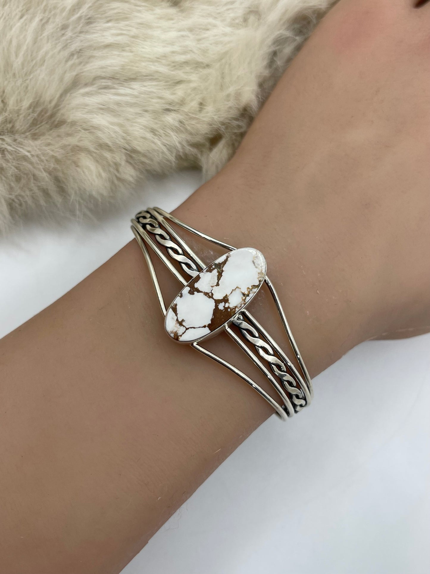 5.5”-7” Wild Horse Cuff by Joelias Draper, Navajo