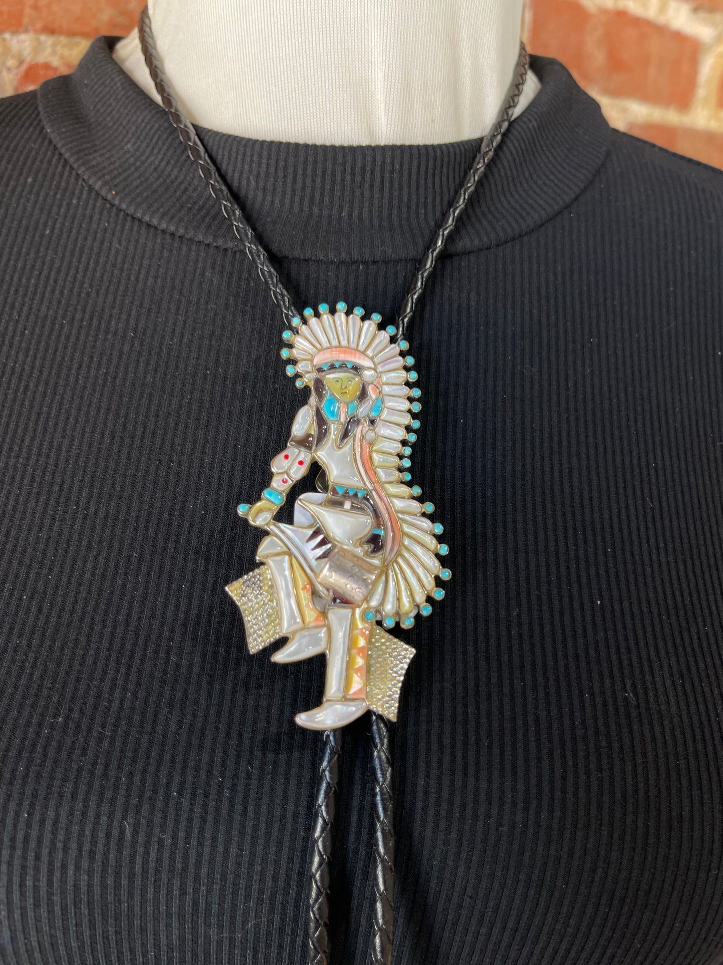 Vintage Inlay Bolo Tie Set of Two