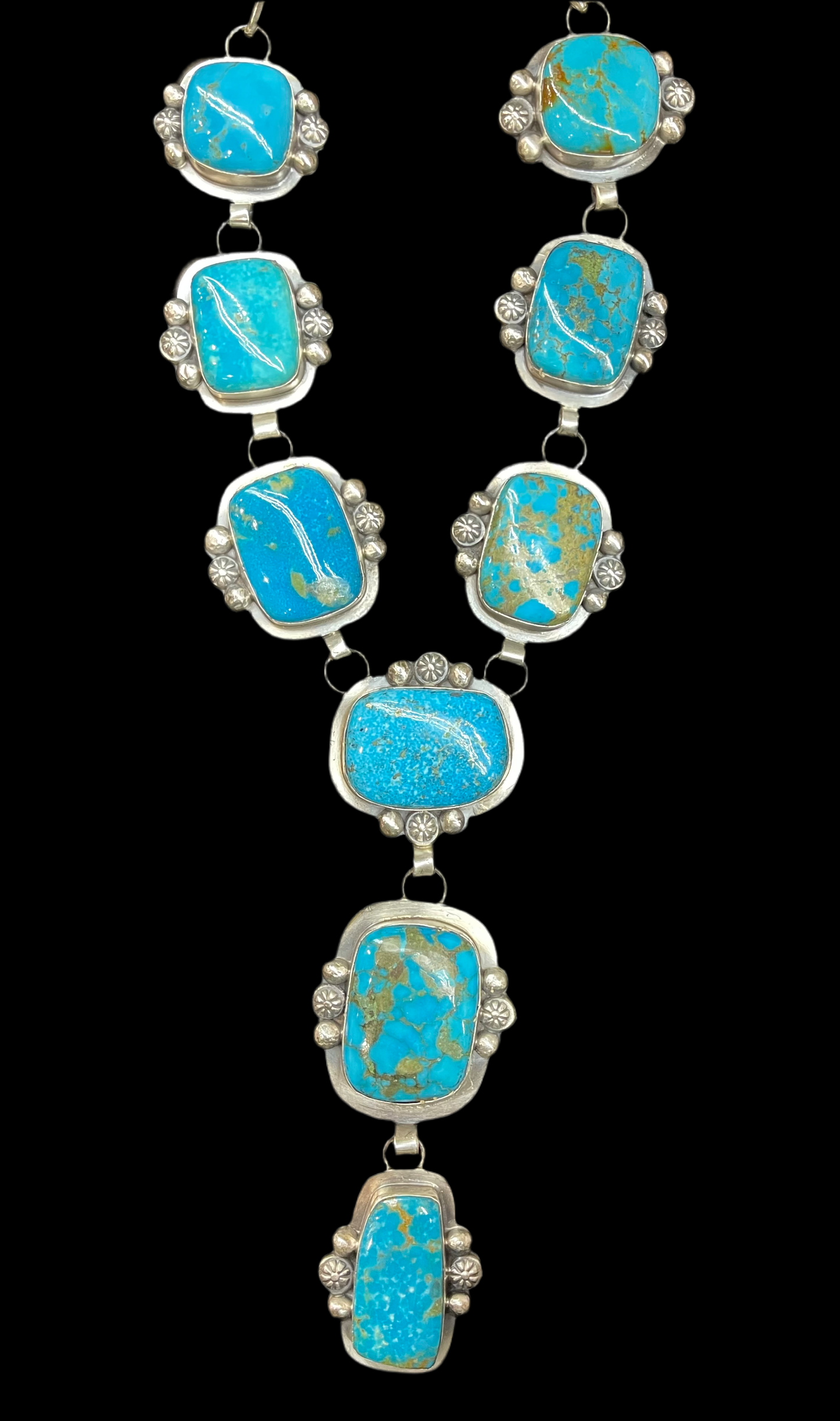 30" Kingman Turquoise Lariat by Delbert Secatero, Navajo