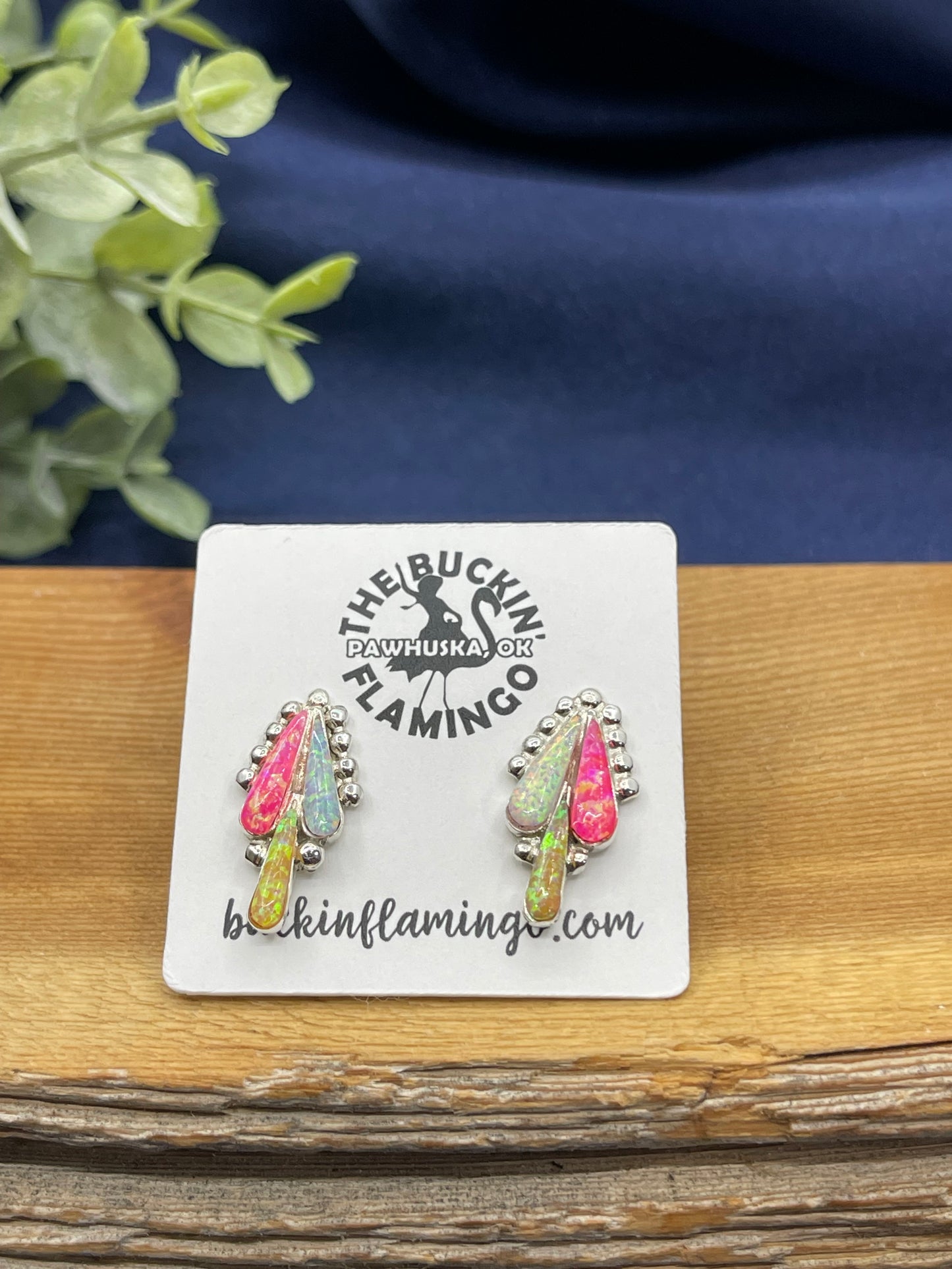 Opal Inlay Post Earrings