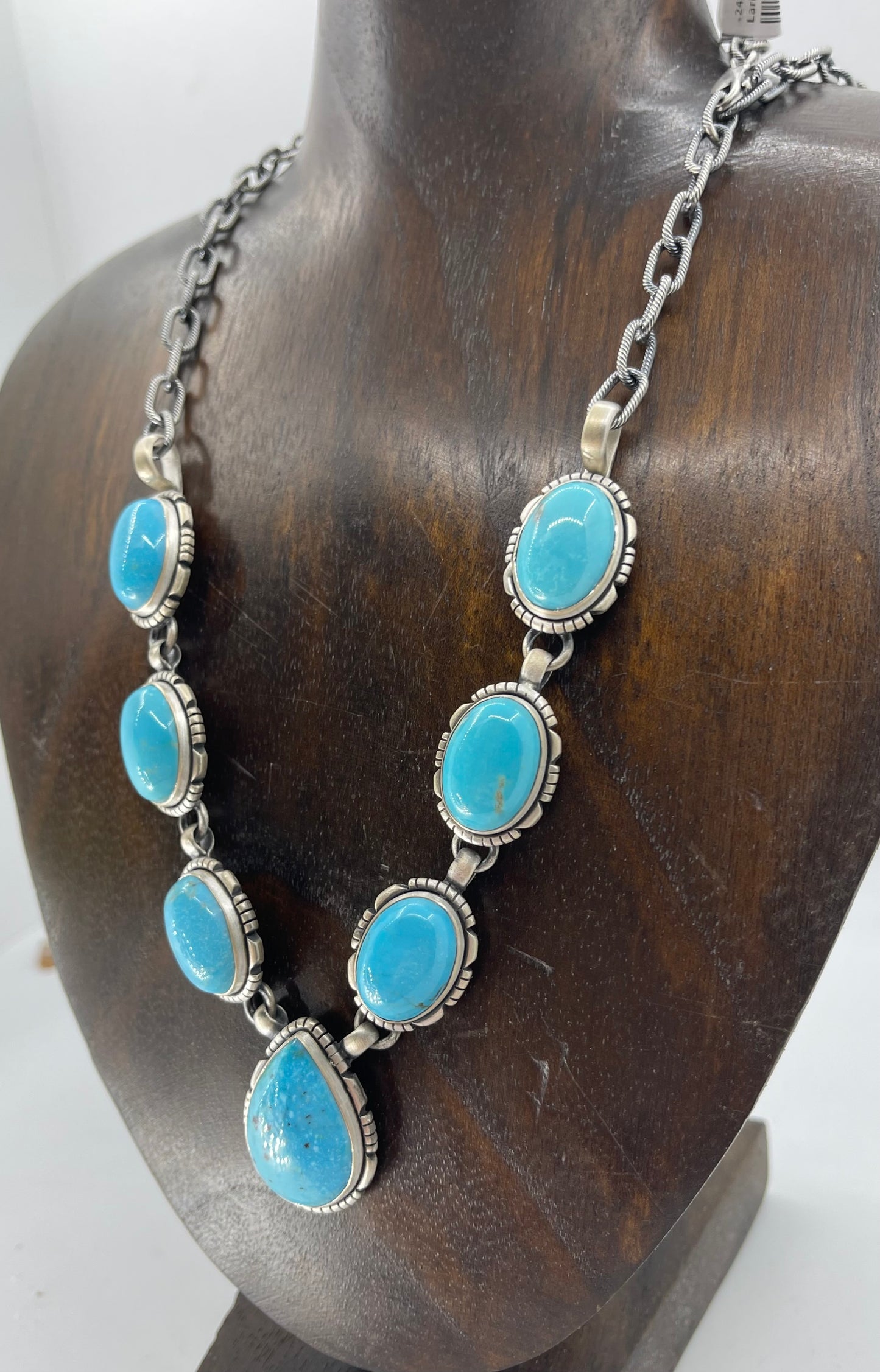 24" Blue Turquoise Lariat Style Necklace