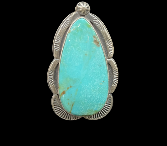 8.0 Kingman Turquoise Ring by Gilbert Platero, Navajo