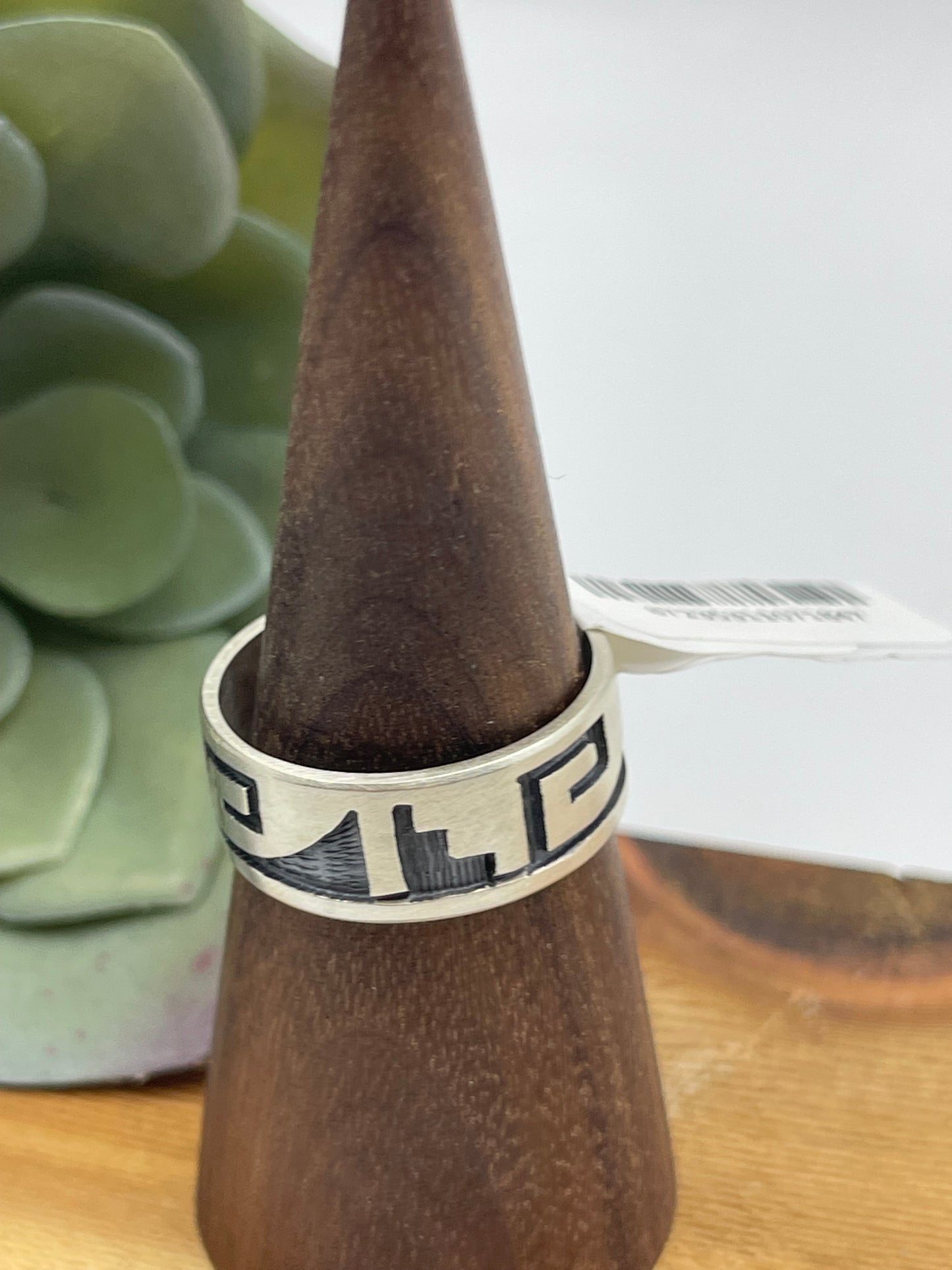 9.0 Silver Overlay Ring Band by Timothy Mouia, Hopi