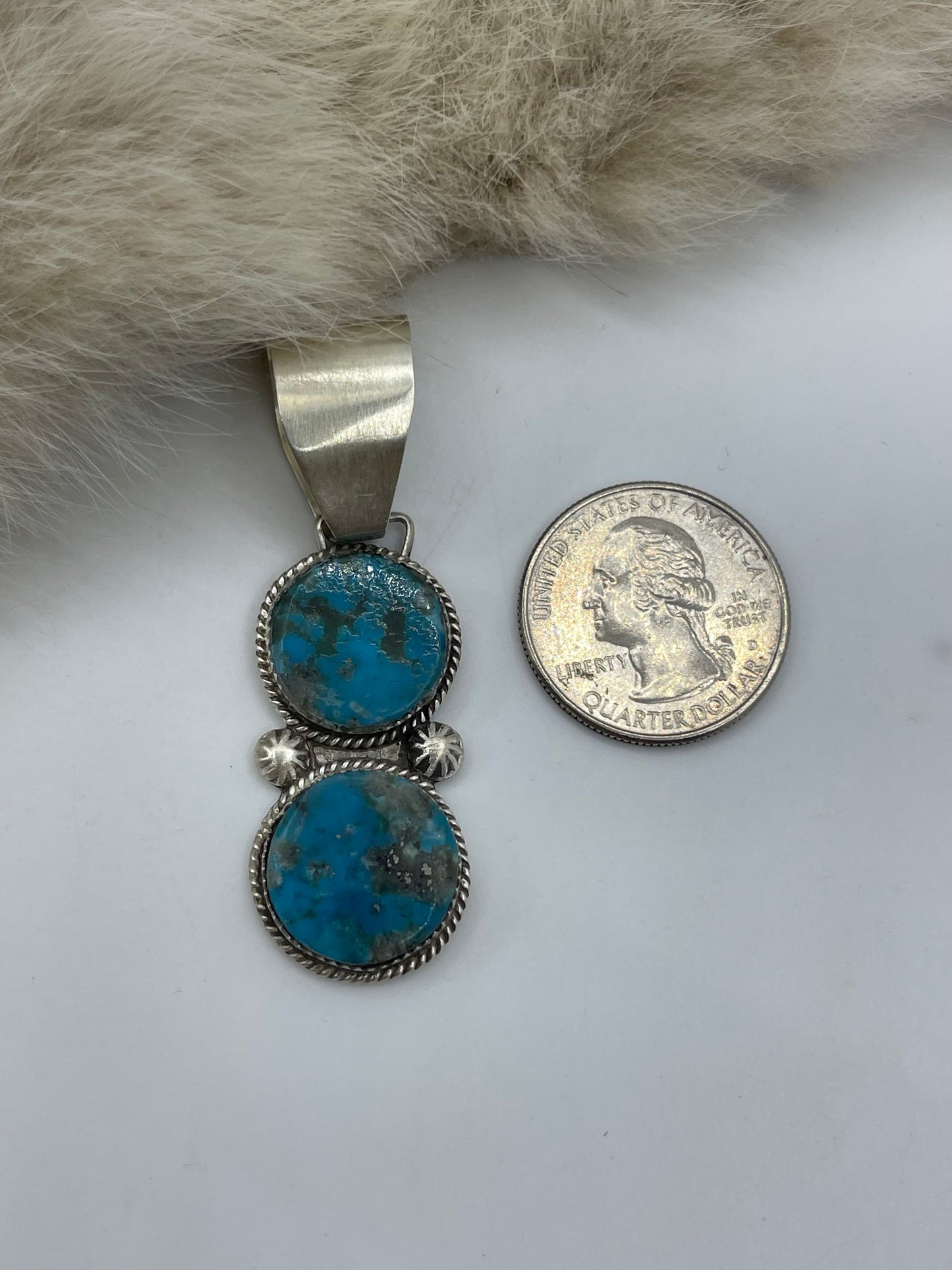 12 MM BAIL 2 STONE TURQUOISE PENDANT BY SELINA WARNER, NAVAJO