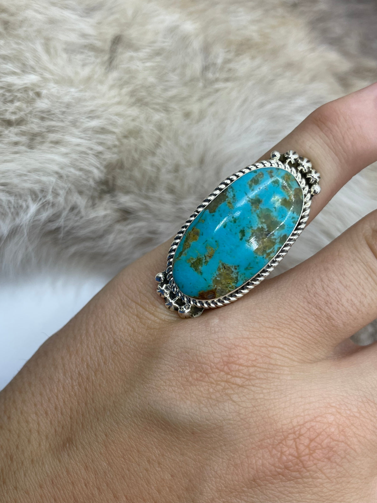 5.0 Kingman Turquoise Ring by Michael Yazzie, Navajo