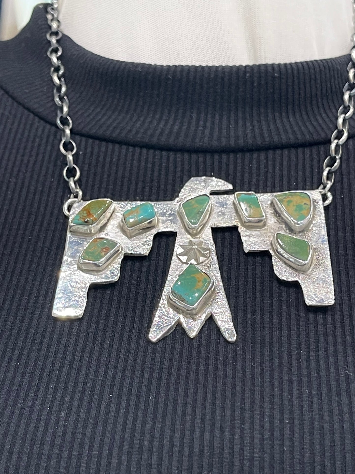 17" Thunderbird Necklace with Royston Turquoise