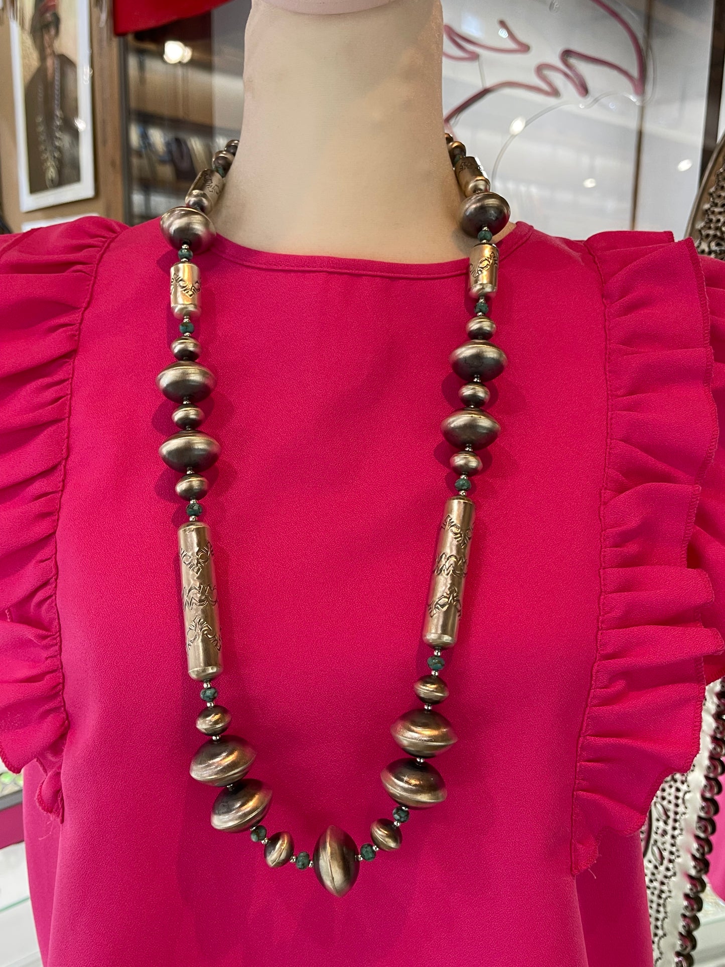32" 24mm Handmade Set Navajo Pearls by Sharon Cooley, Navajo