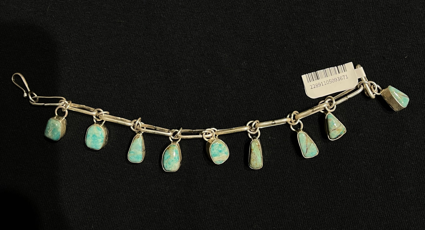 8"Turquoise Dangle Bracelet by Juanita Long, Navajo