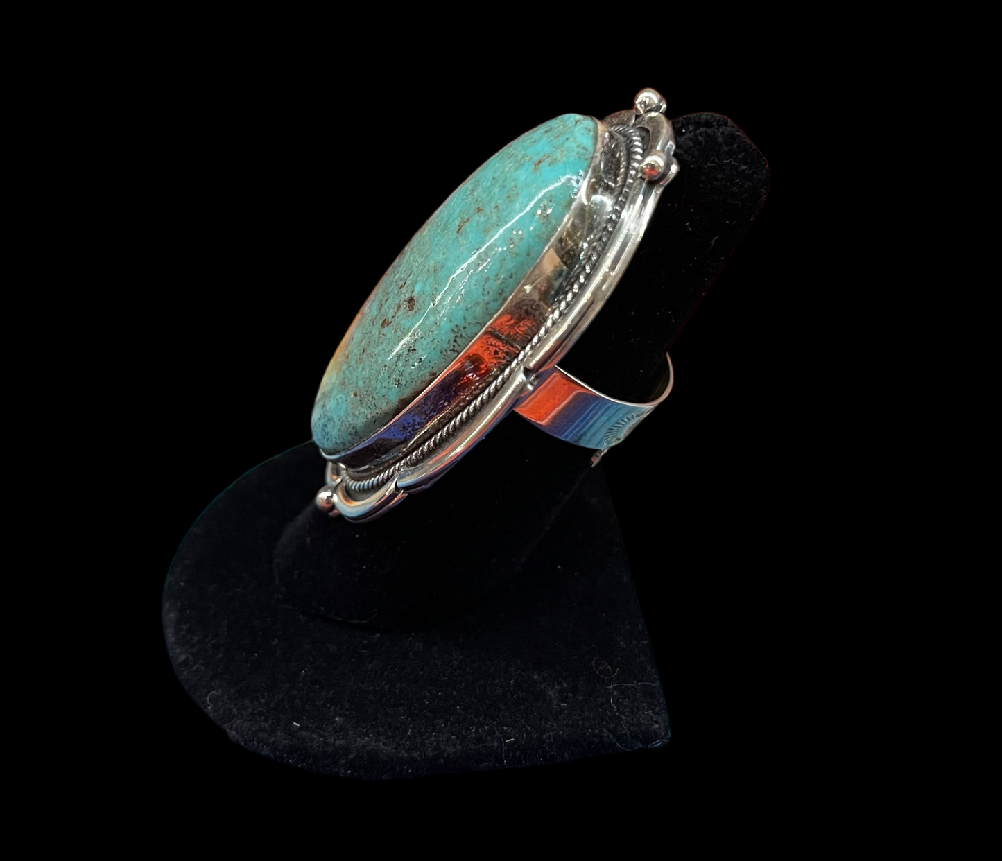 7.0-10.0 Adjustable Turquoise Ring by Gilbert Platero, Navajo