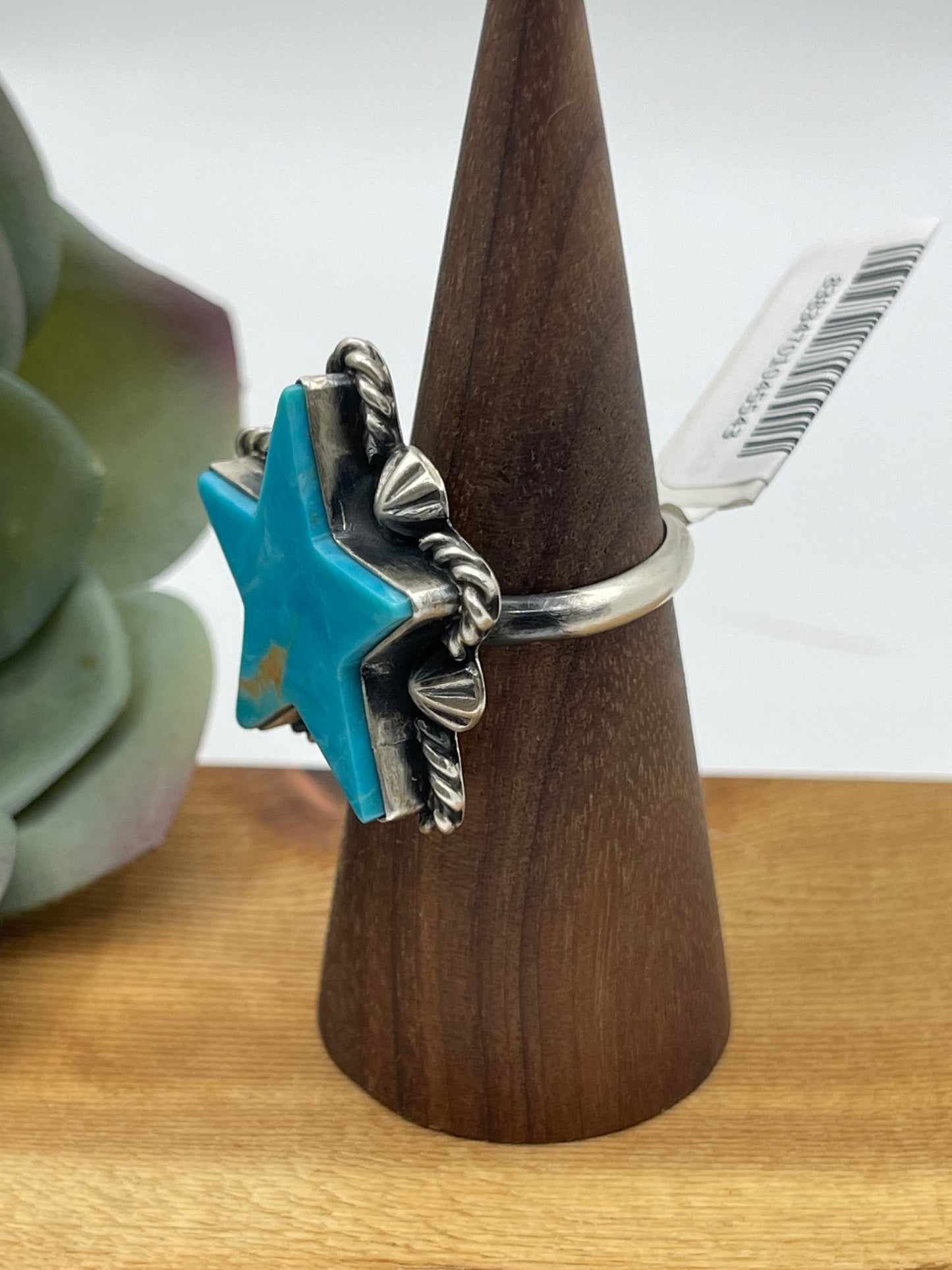 Adjustable Turquoise Star Ring by Alfred Martinez, Navajo
