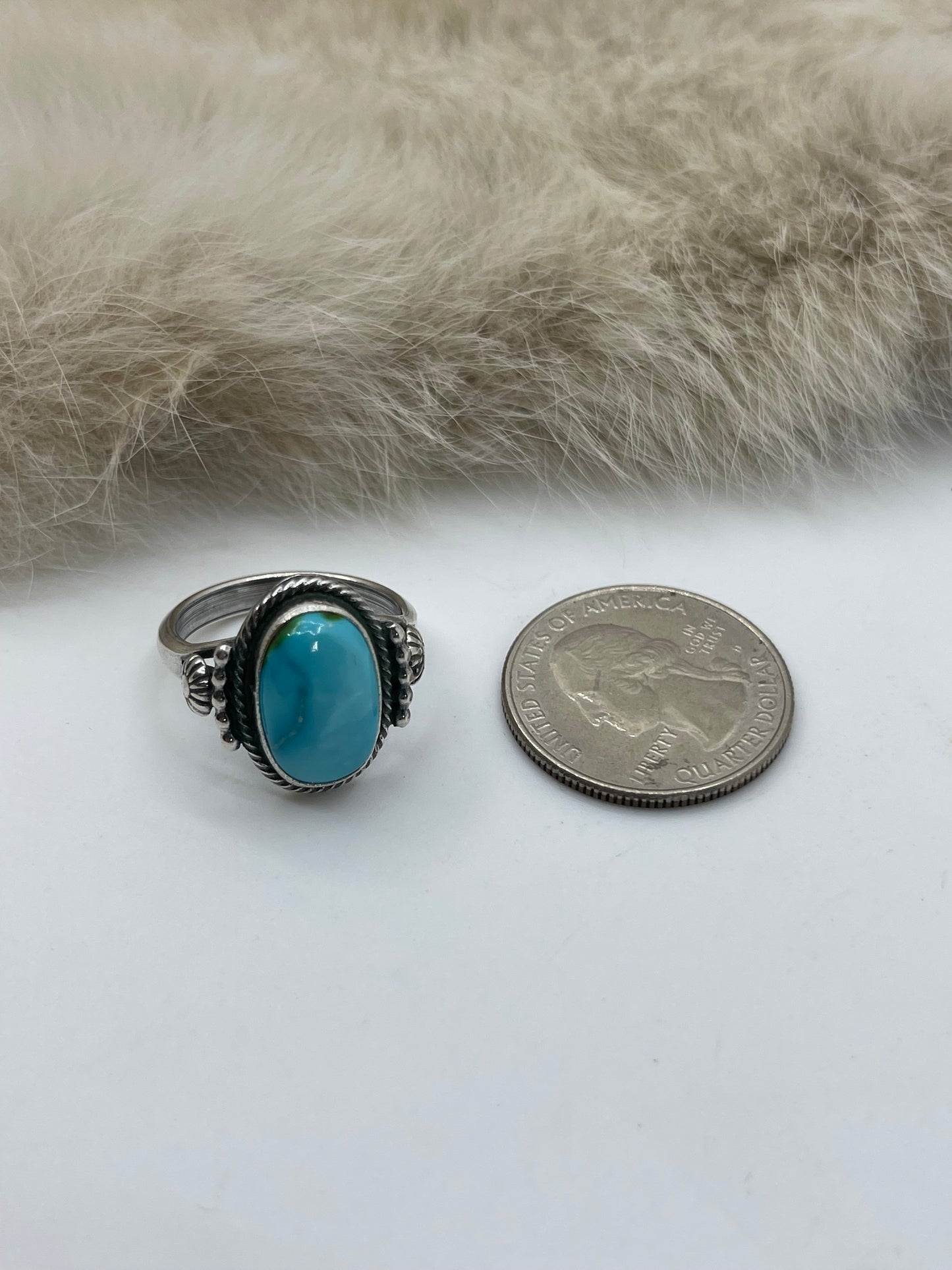 8.0 Sonoran Gold Turquoise Ring by Samuel Yellowhorse, Navajo