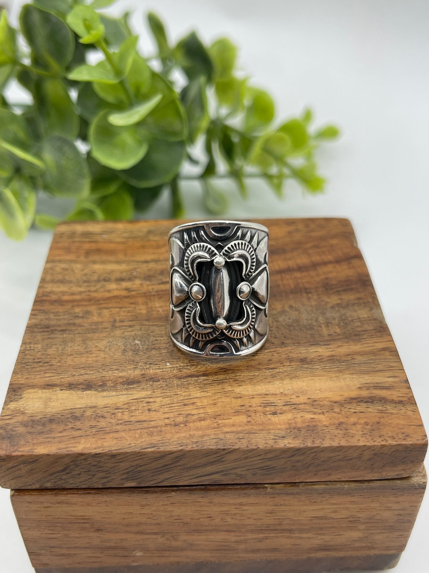 7.0 Wide Silver Band Ring by Derrick Gordon, Navajo