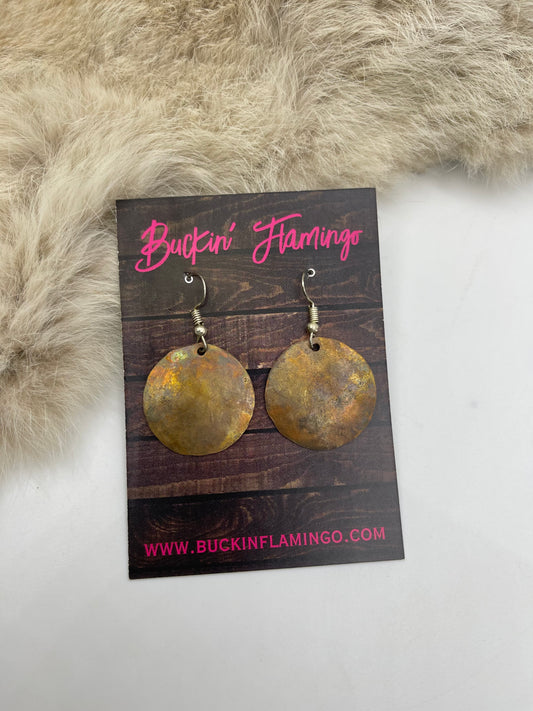 Copper Rounds on Hook Earrings by Ren McCulley, Seminole Creek