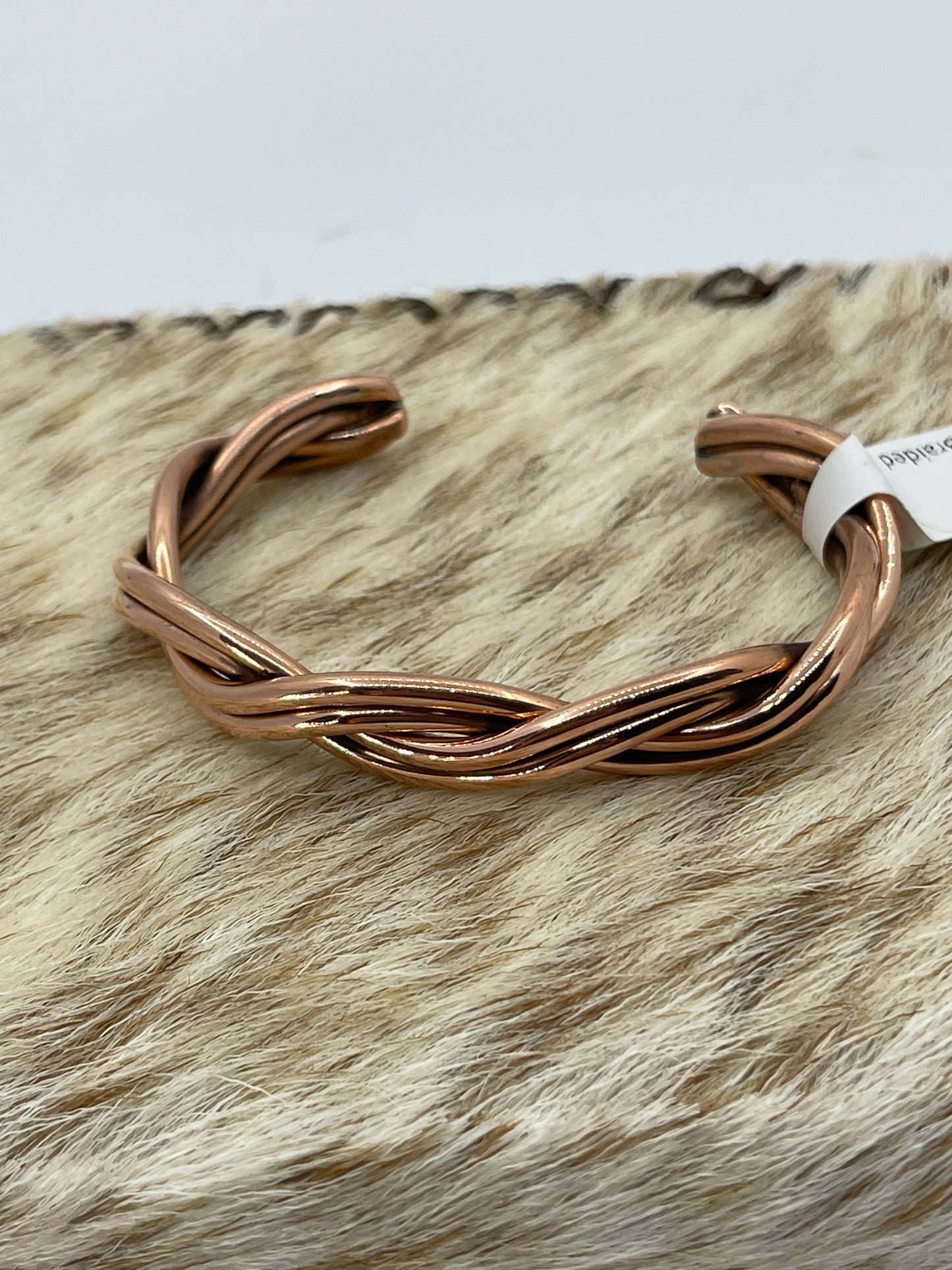 5"-6 1/2" Braided 4 Wire Copper Cuff by Elaine Tahe, Navajo