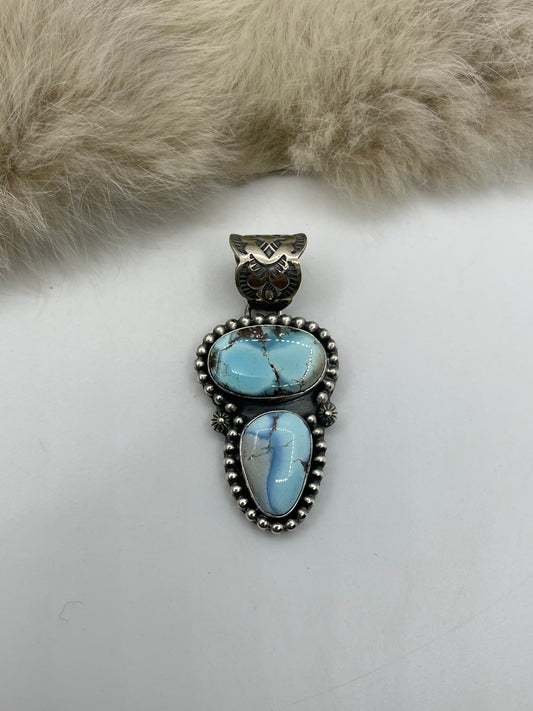 10MM Bail 2 Stone Golden Hills Turquoise Pendant
