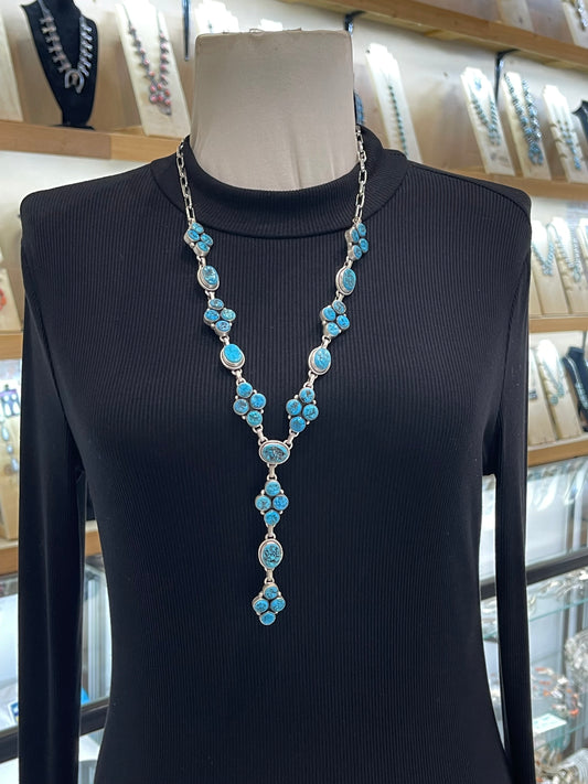 26”+4” Drop Sleeping Beauty Turquoise Lariat Necklace