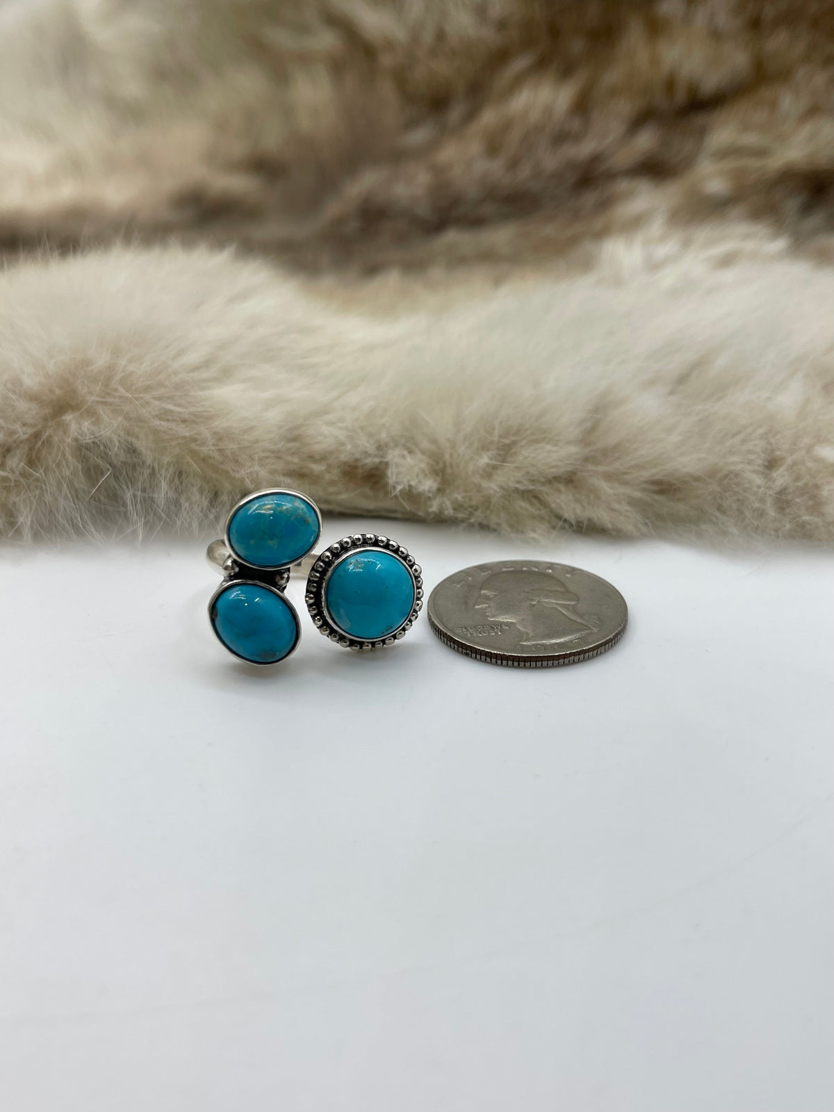 6.0 Semi-Adjustable 3 Stone Turquoise Ring