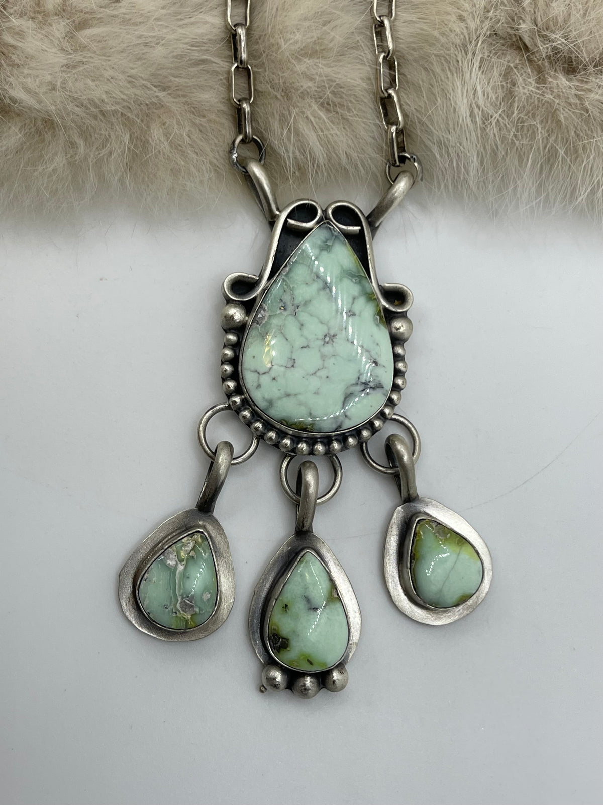 20" 4 Stone Palomino Turquoise Necklace by Delbert Secatero, Navajo