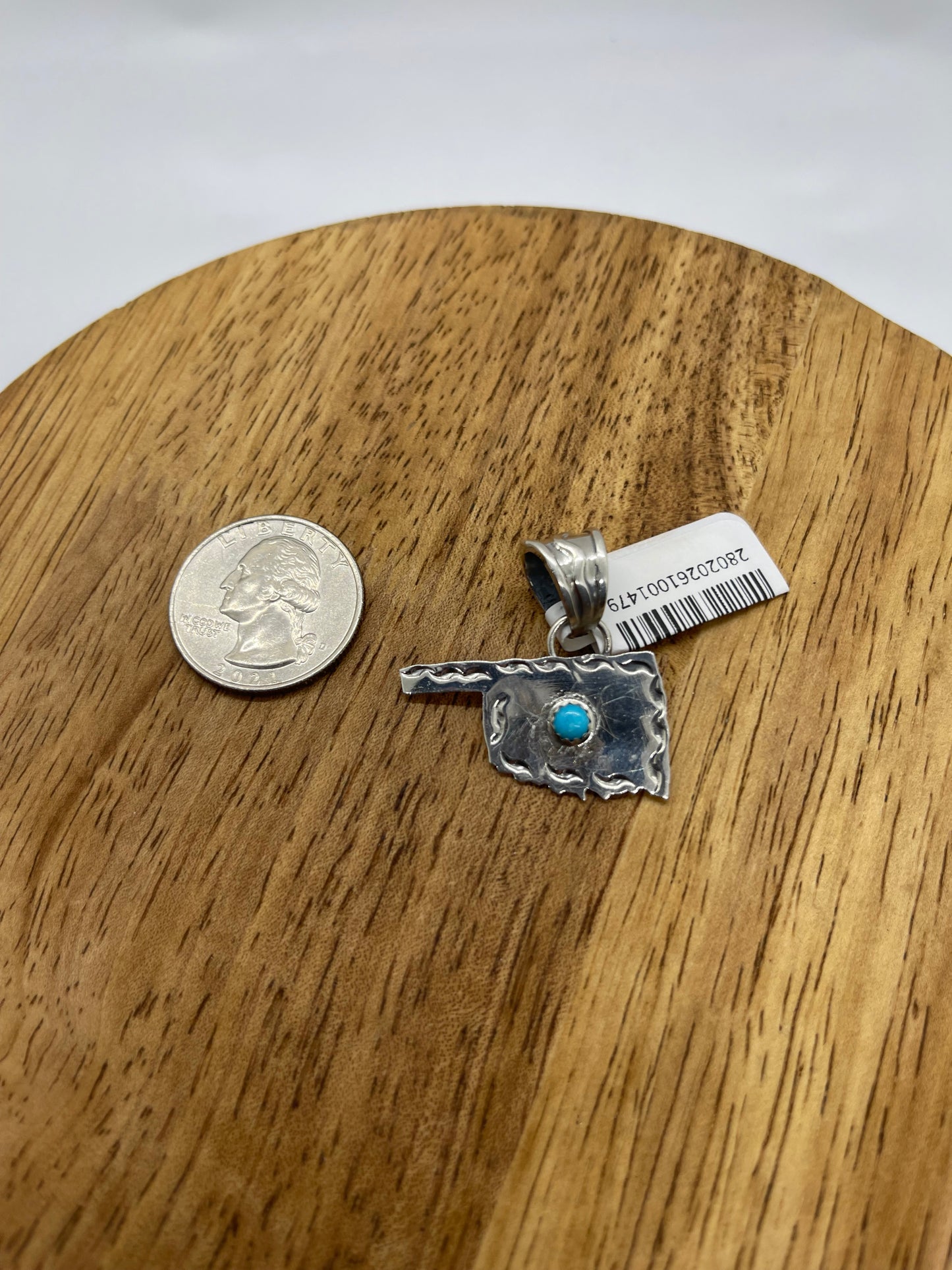 Oklahoma Turquoise Pendant with a 8.2mm Bale by Brandon Belin, Navajo