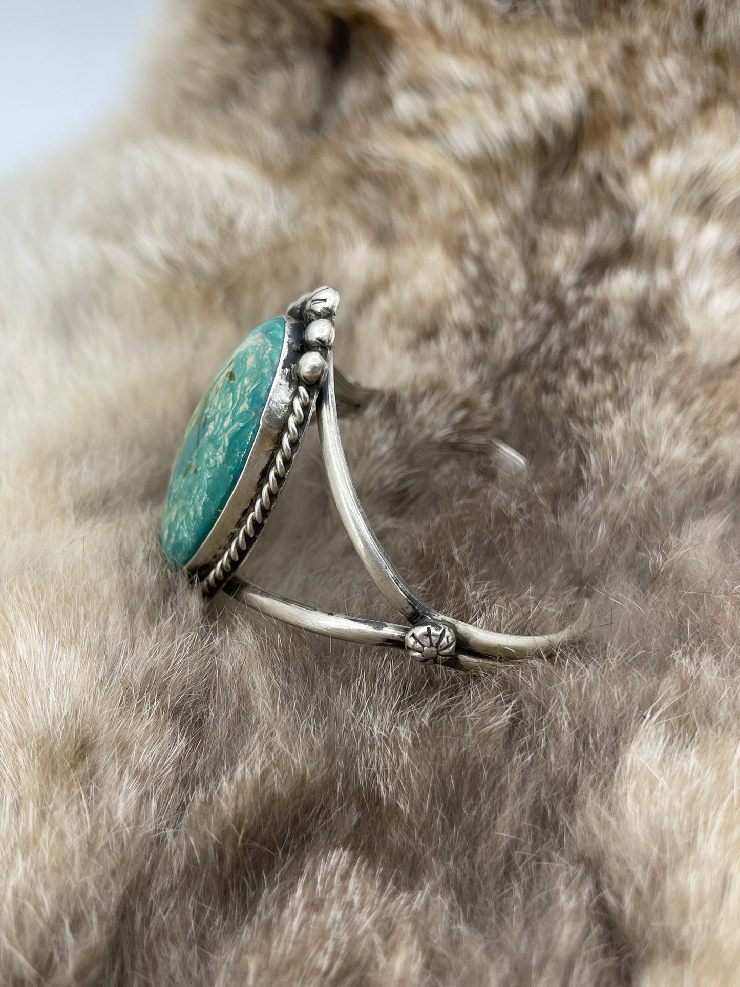 Kingman Turquoise Large Single Stone Cuff by Augustine Largo, Navajo