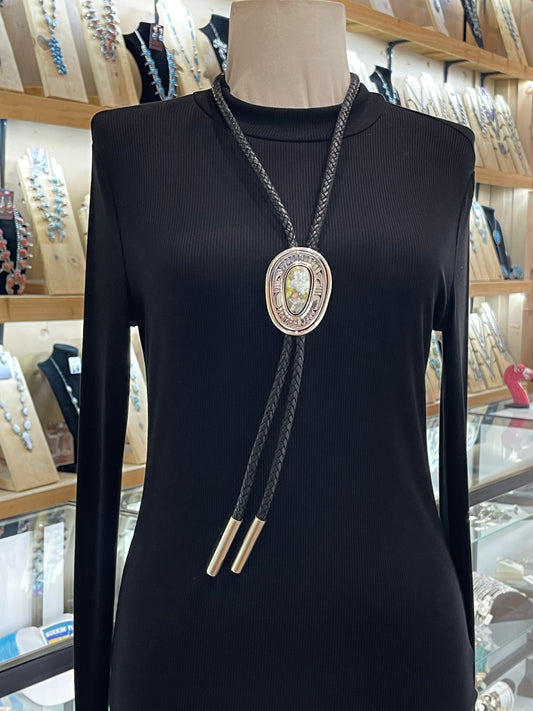 Damele Turquoise Buckle & Bolo Set by Leonard Nez, Navajo